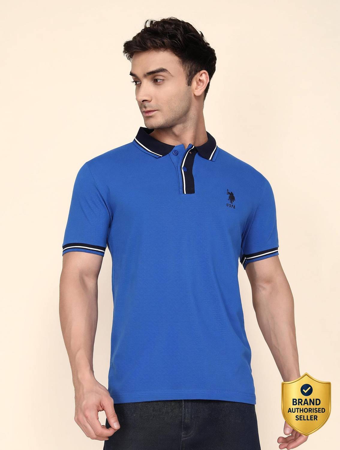 U.S. POLO ASSN. Blue Polo Neck T-Shirt - Image 1