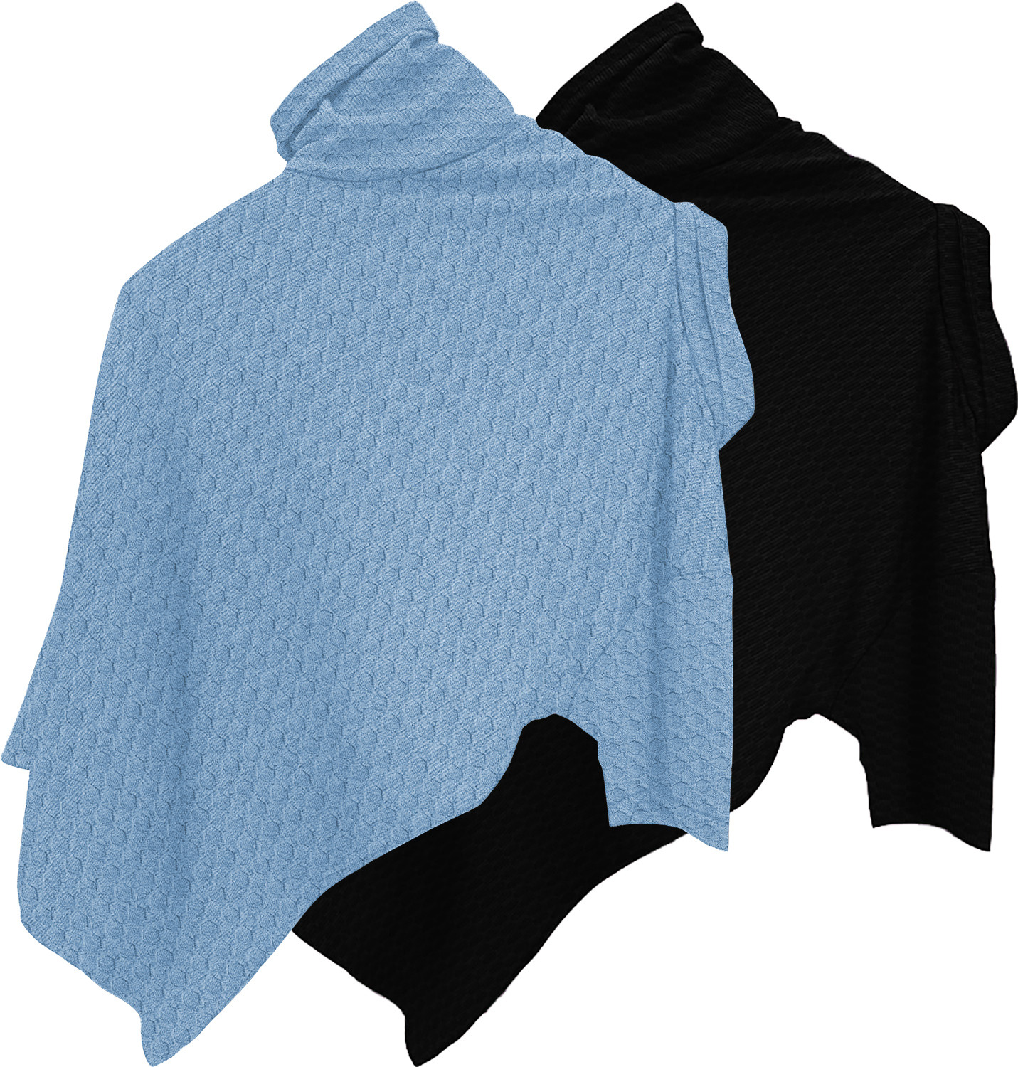 Image of KAJARU Self Design Men Zip Neck Black, Light Blue T-Shirt