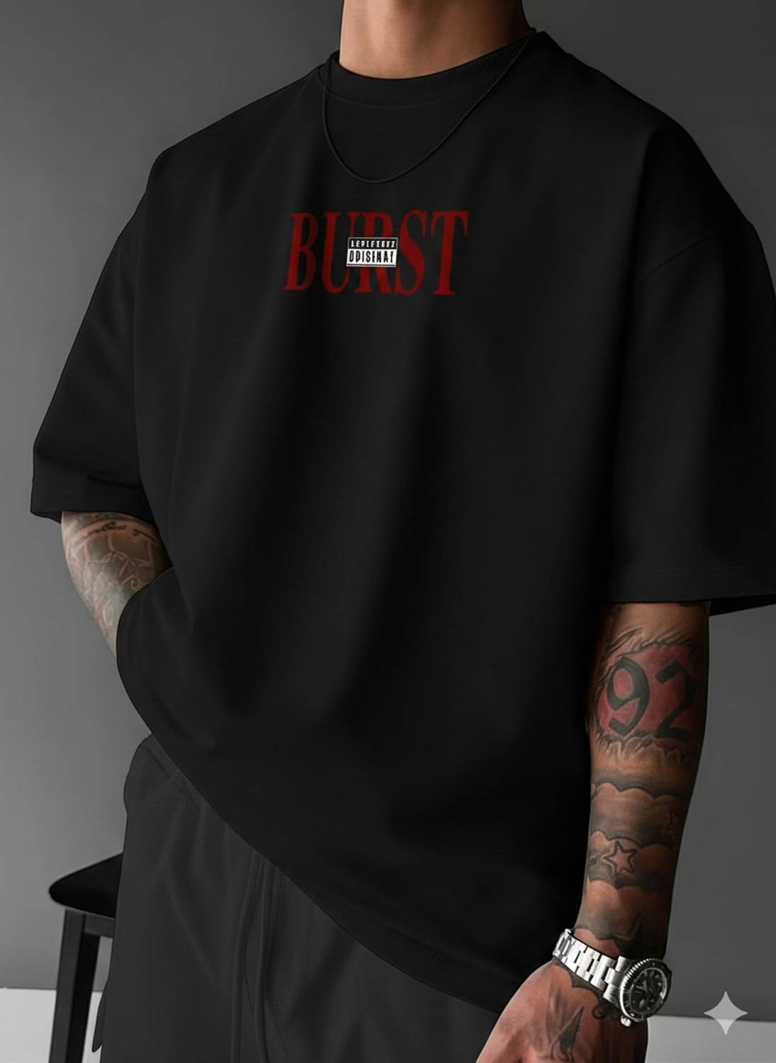 Dusty Deer Printed Men Black T-Shirt