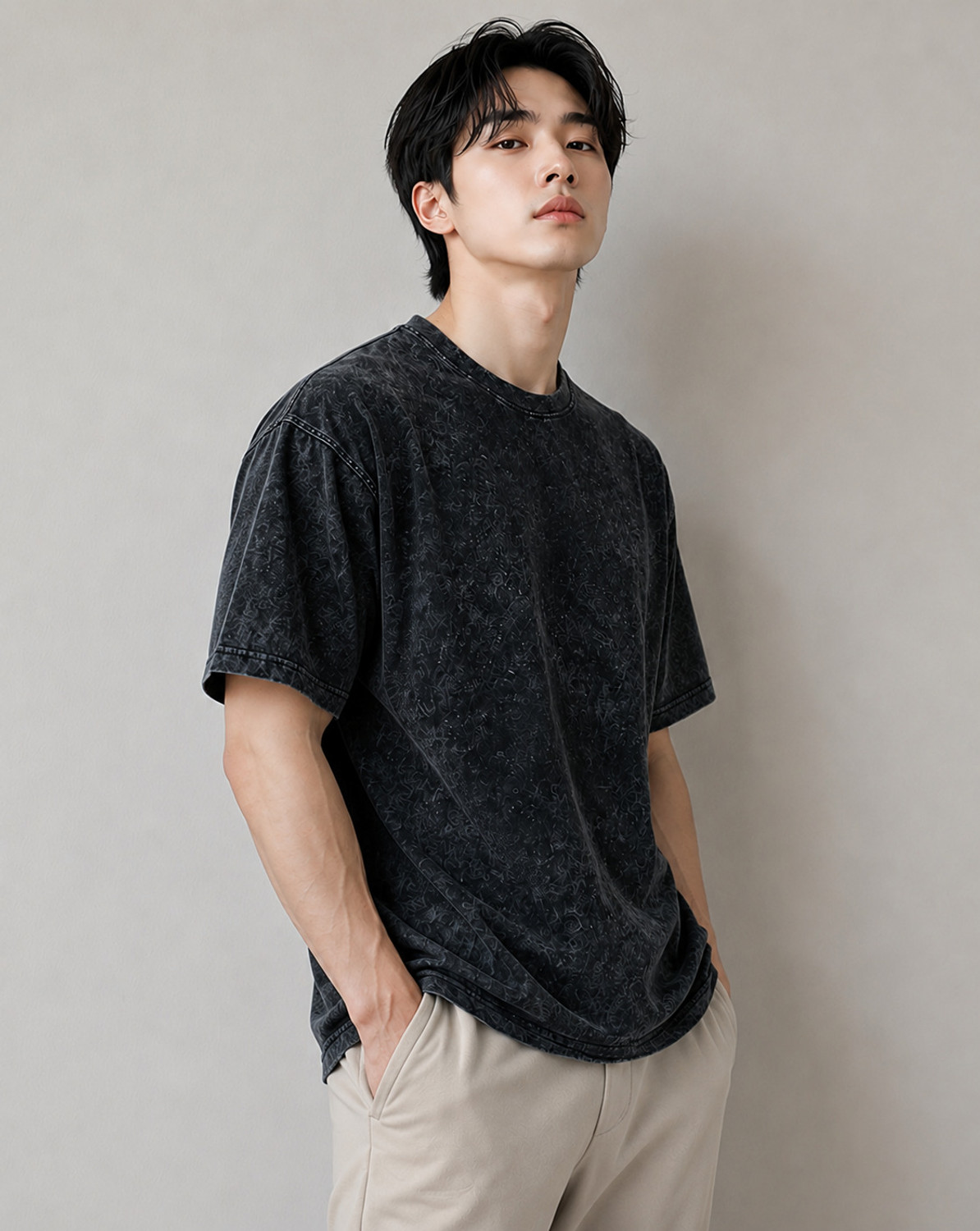 Image of JUGULAR Washed Men Round Neck Black T-Shirt
