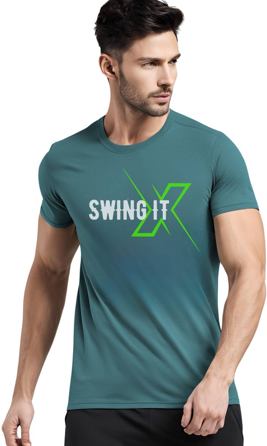 3colors Printed Men Round Neck Blue T-Shirt