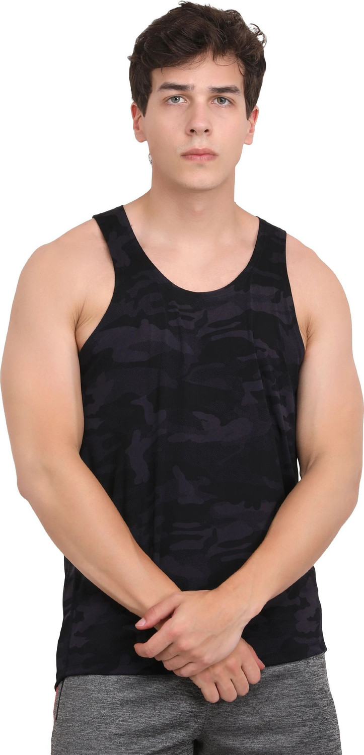 Image of NINQ Solid, Printed Men Round Neck Dark Blue T-Shirt