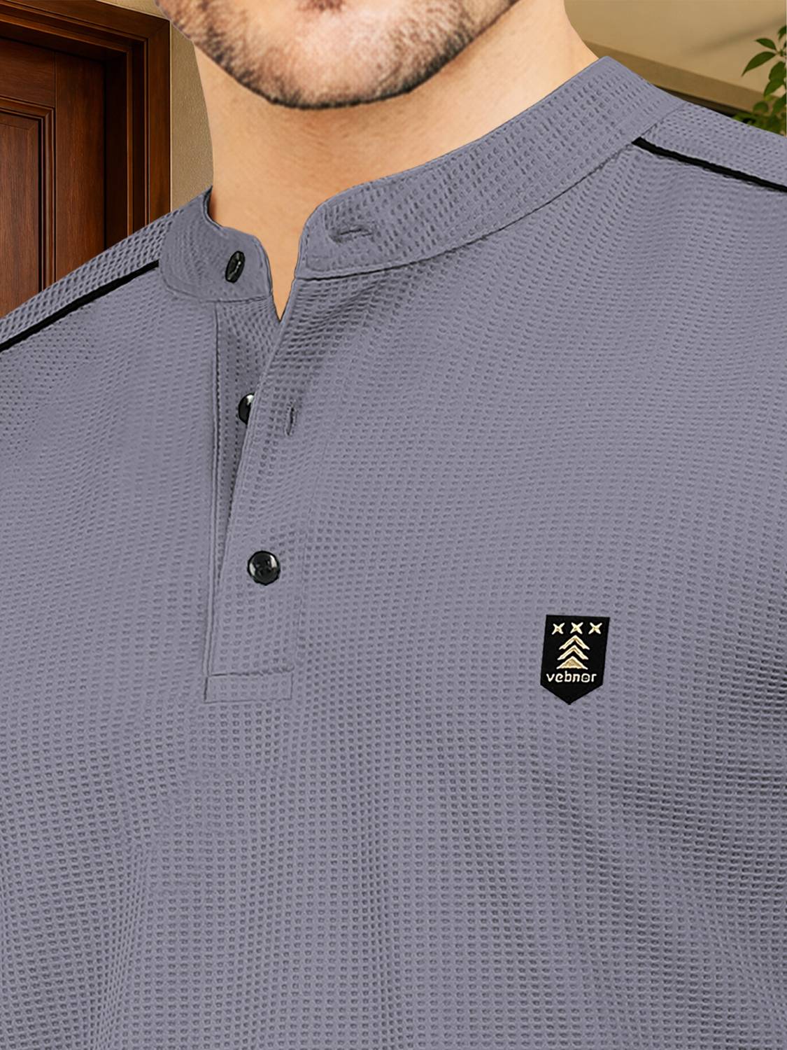 VeBNoR Men Grey Polo Neck T-Shirt - Image 5