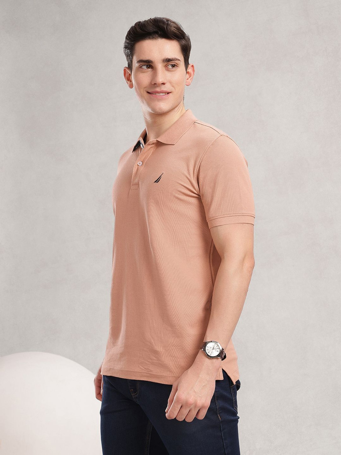 Image of NAUTICA Solid Men Polo Neck Orange T-Shirt