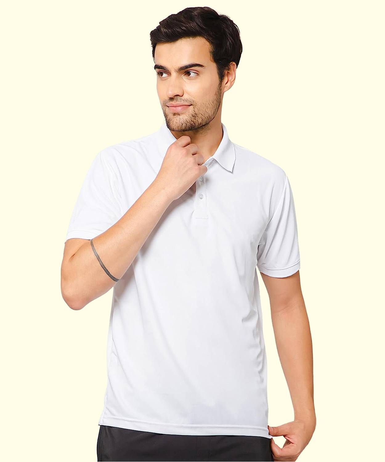 CANJUICE Solid Men Polo Neck White T-Shirt - Buy CANJUICE Solid