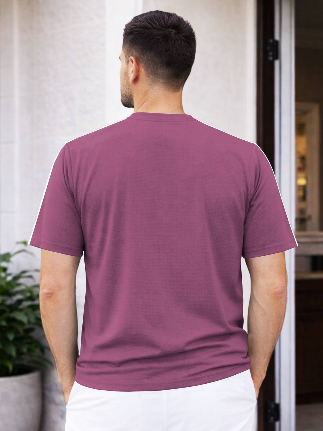 VeBNoR Purple Striped Round Neck T-Shirt - Image 2