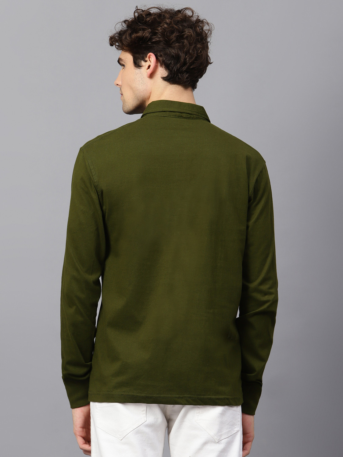 Image of Fleximaa Solid Men Polo Neck Green T-Shirt