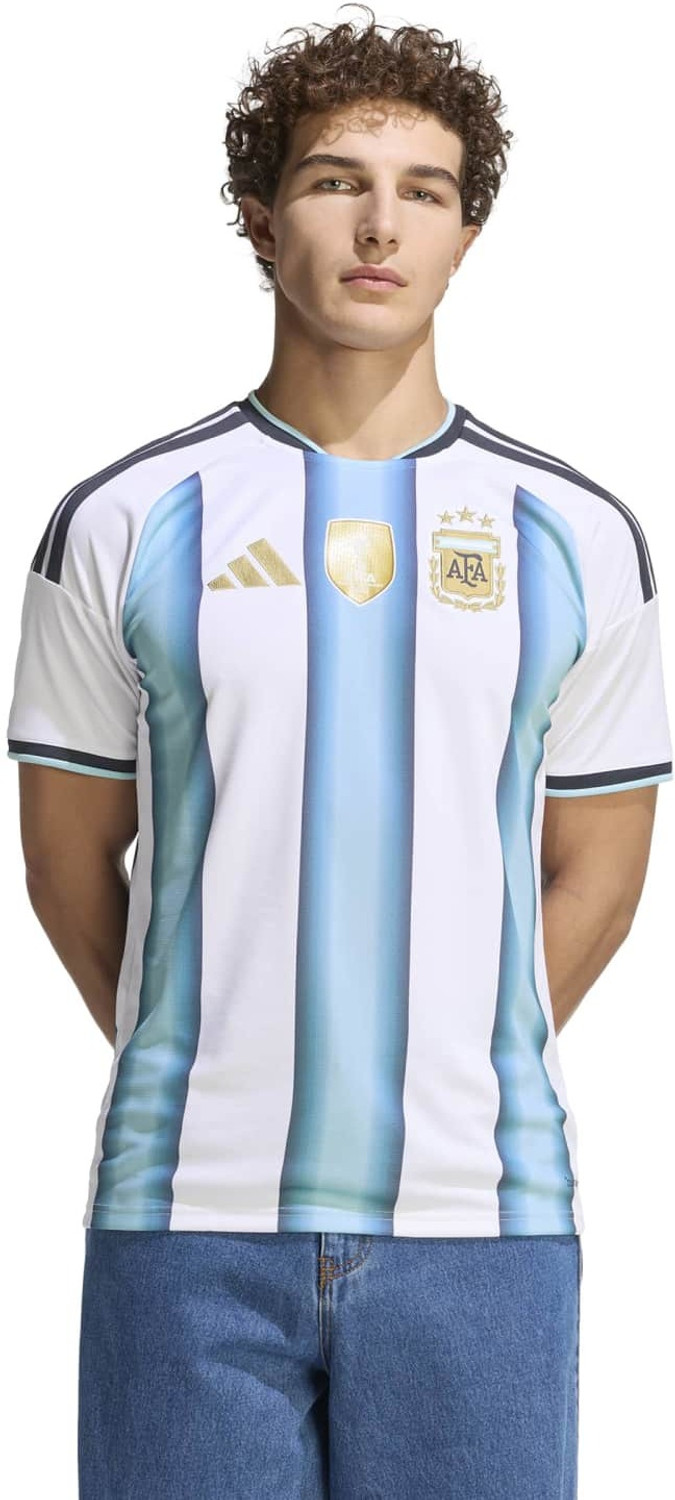 Image of ADIDAS Printed Men Mandarin Collar White T-Shirt