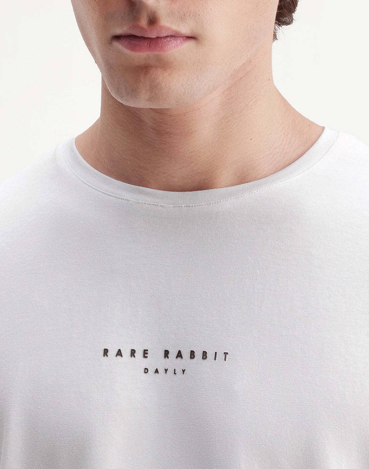 RARE RABBIT Solid Men Crew Neck White T-Shirt - Image 2