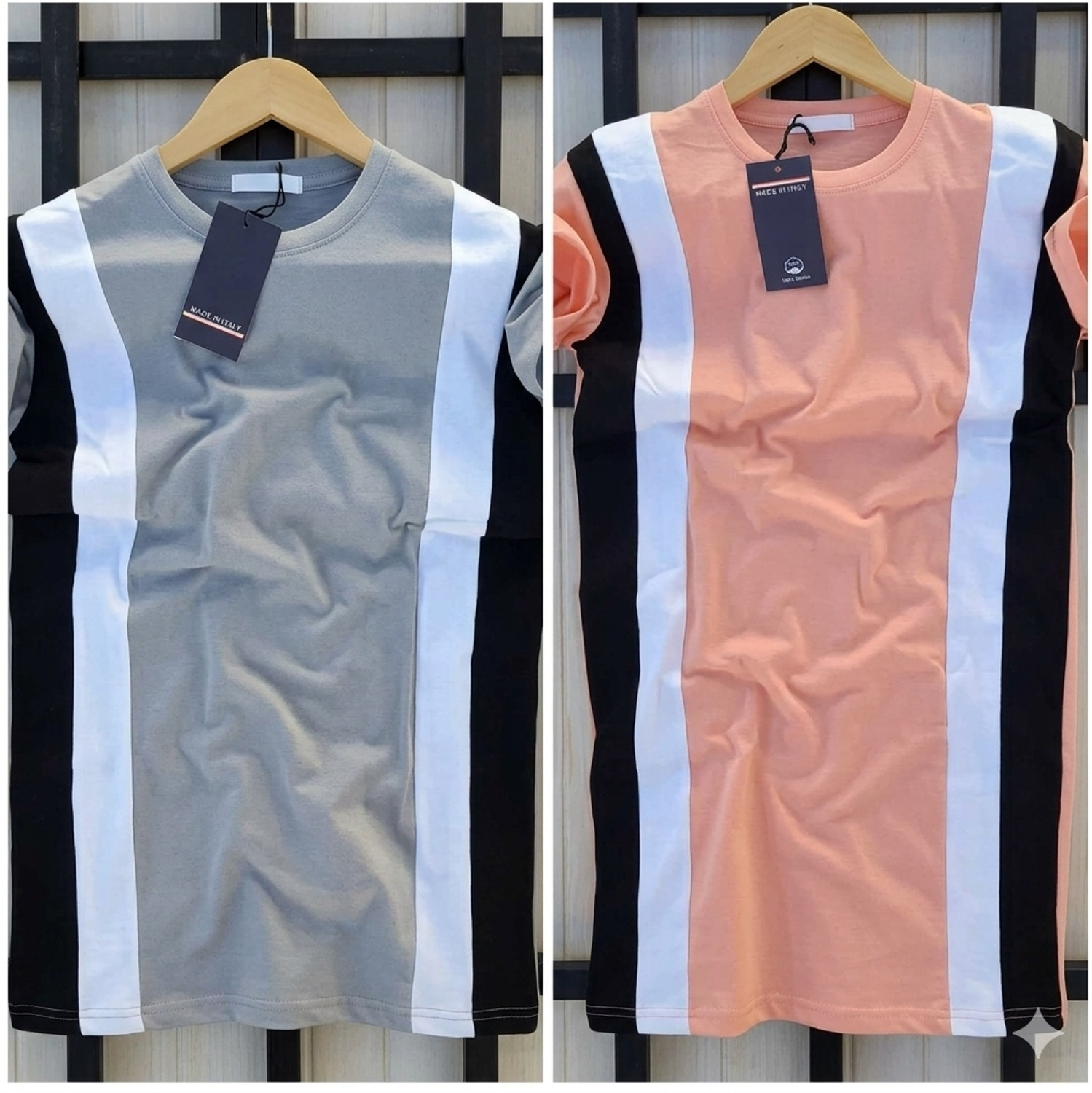 Image of Gofit Colorblock Men Round Neck Grey, Pink T-Shirt