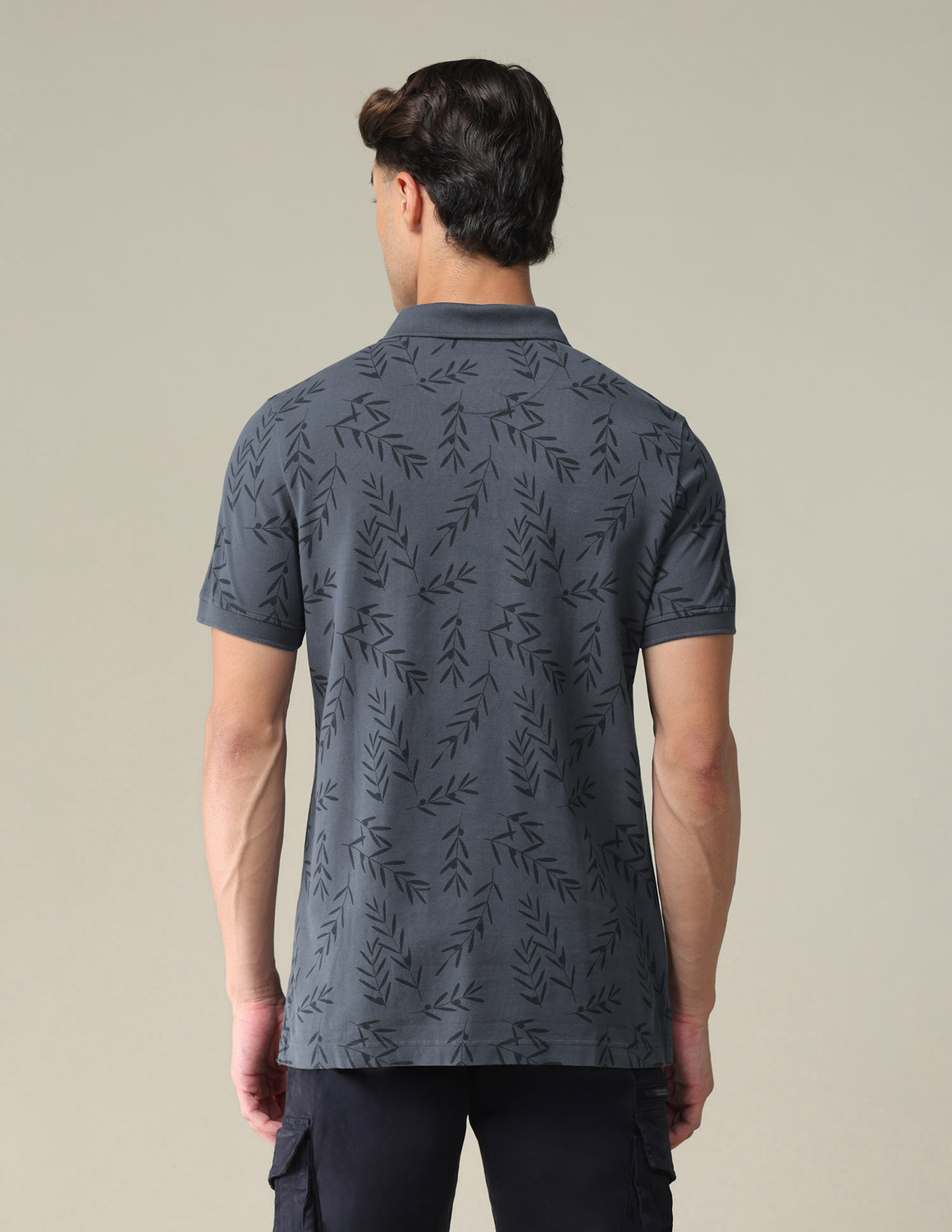 Image of U.S. POLO ASSN. Printed Men Polo Neck Grey T-Shirt