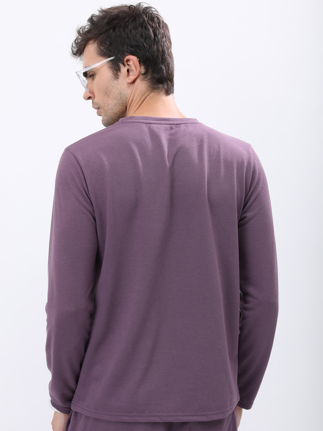 Image of HIGHLANDER Solid Men Round Neck Purple T-Shirt