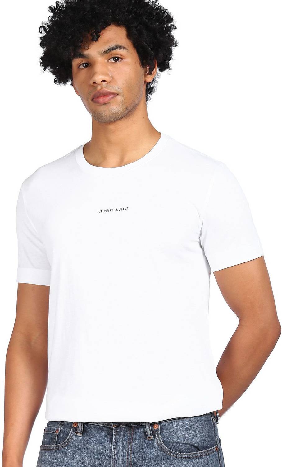 Calvin Klein Jeans Solid Men Round Neck White T-Shirt
