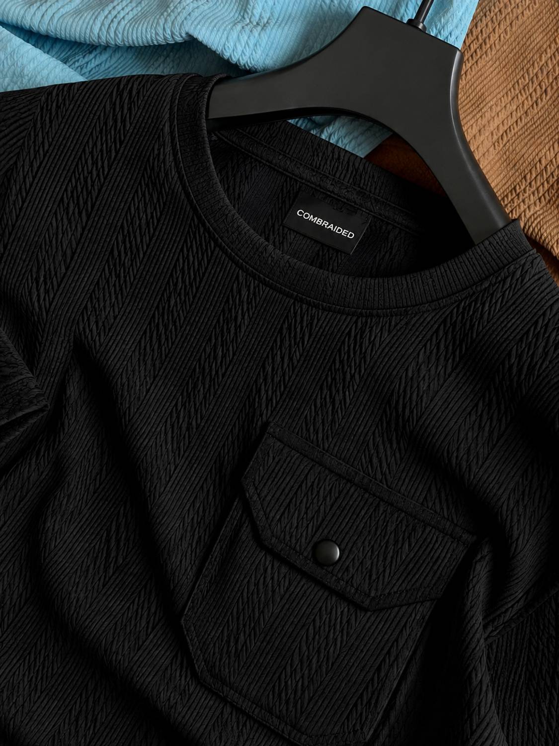 COMBRAIDED Men Black Round Neck T-Shirt - Image 2