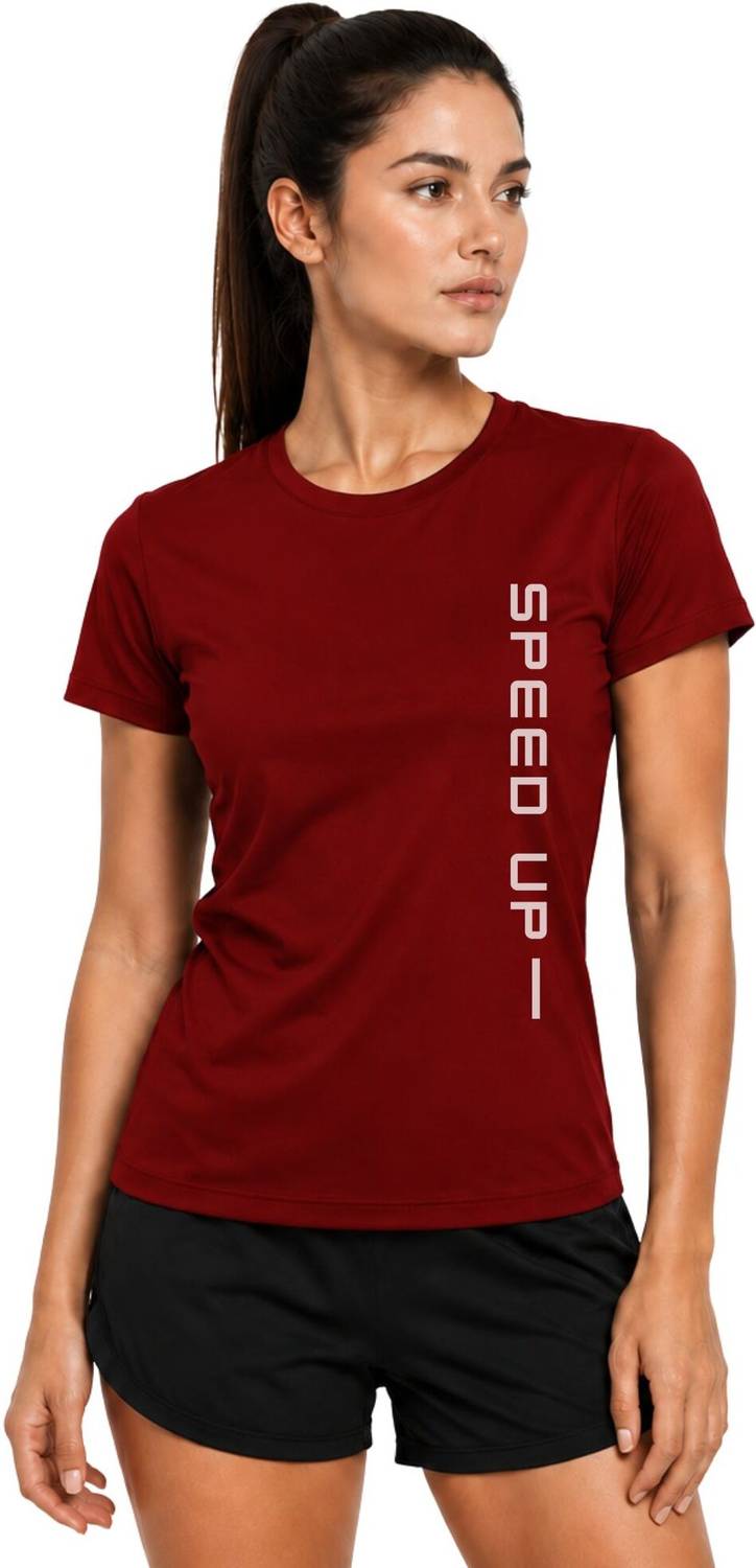 3colors Printed Women Round Neck Maroon T-Shirt