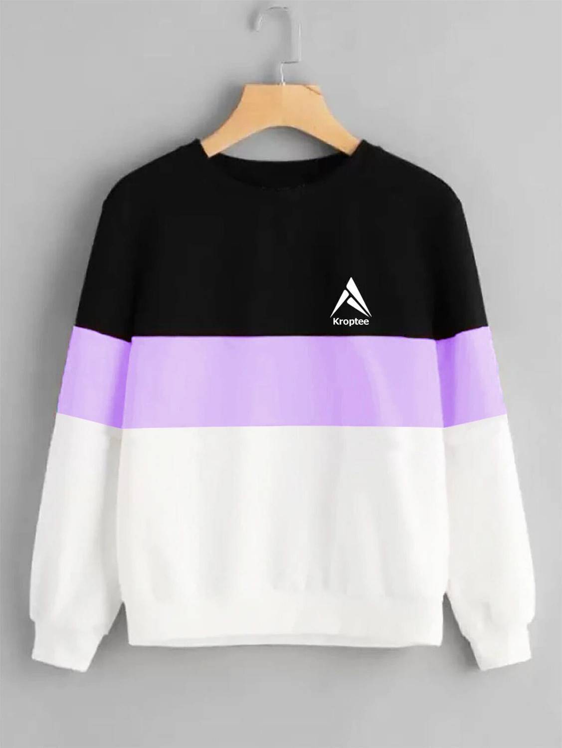 Kroptee Men Colorblock Round Neck Cotton Blend Black, Purple, Whi