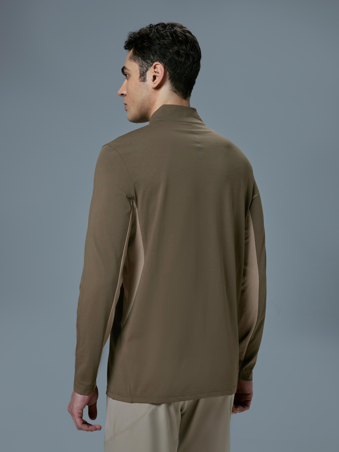 Image of TECHNOSPORT Sporty Men High Neck Brown T-Shirt