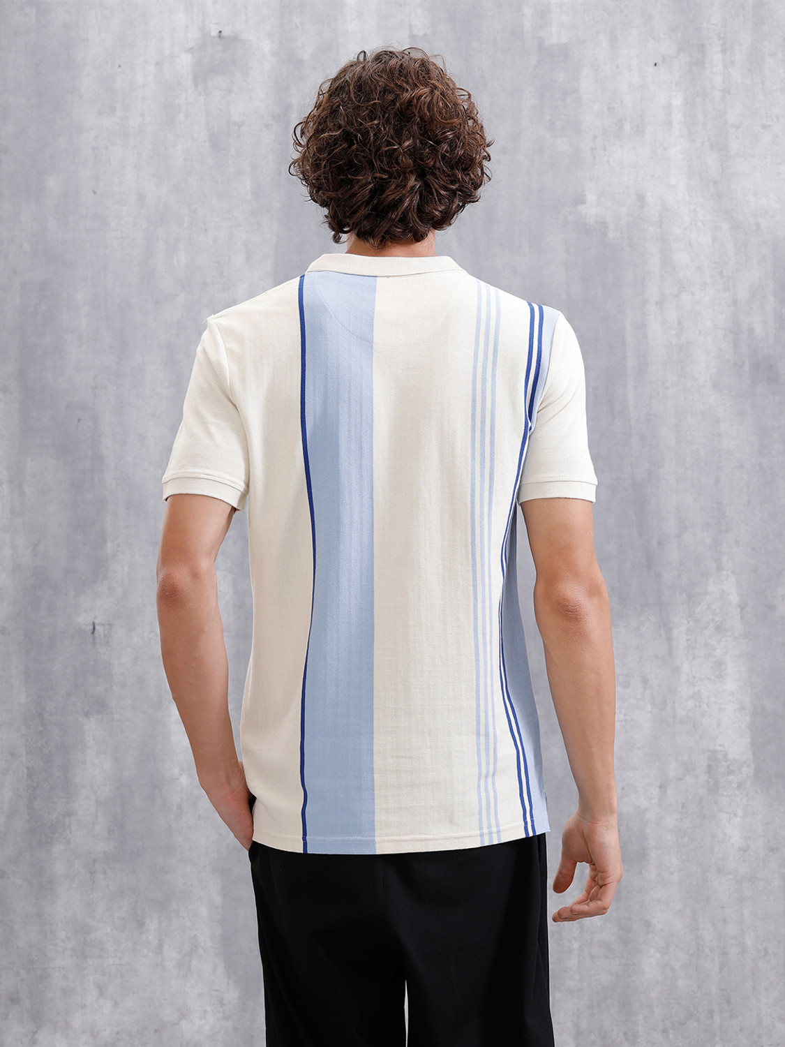 Image of WROGN Solid Men Polo Neck White T-Shirt