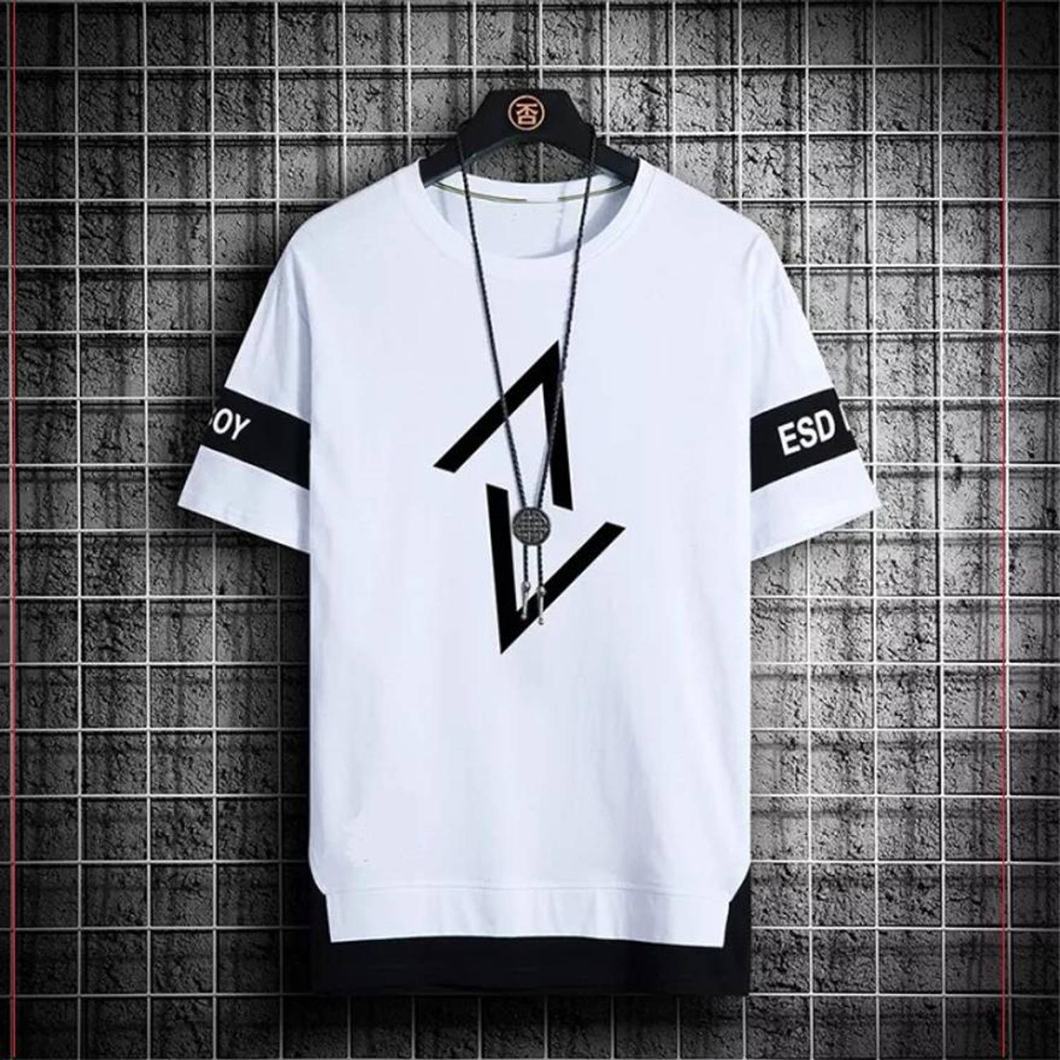 ZFIT Men Printed Round Neck Polyester White T-Shirt