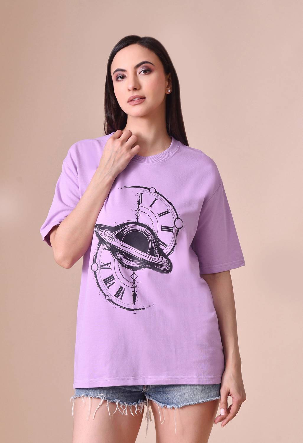baniya collection Graphic Print Women Round Neck Purple T-Shirt
