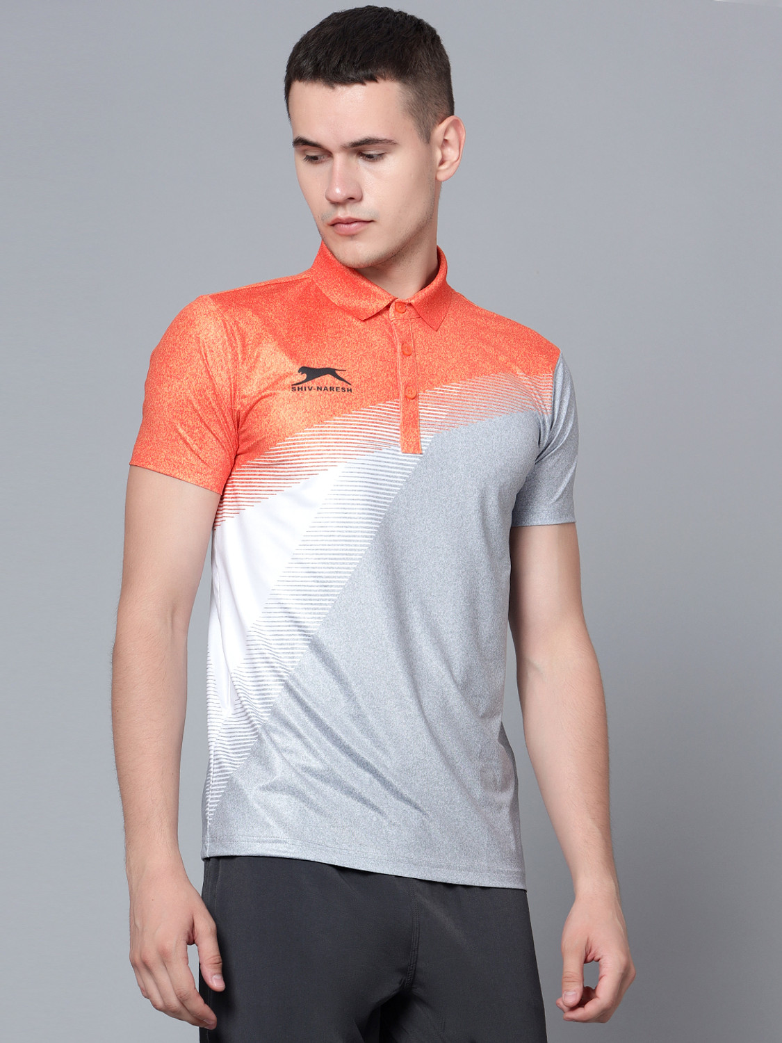 Image of Shiv Naresh Self Design Men Polo Neck Multicolor T-Shirt