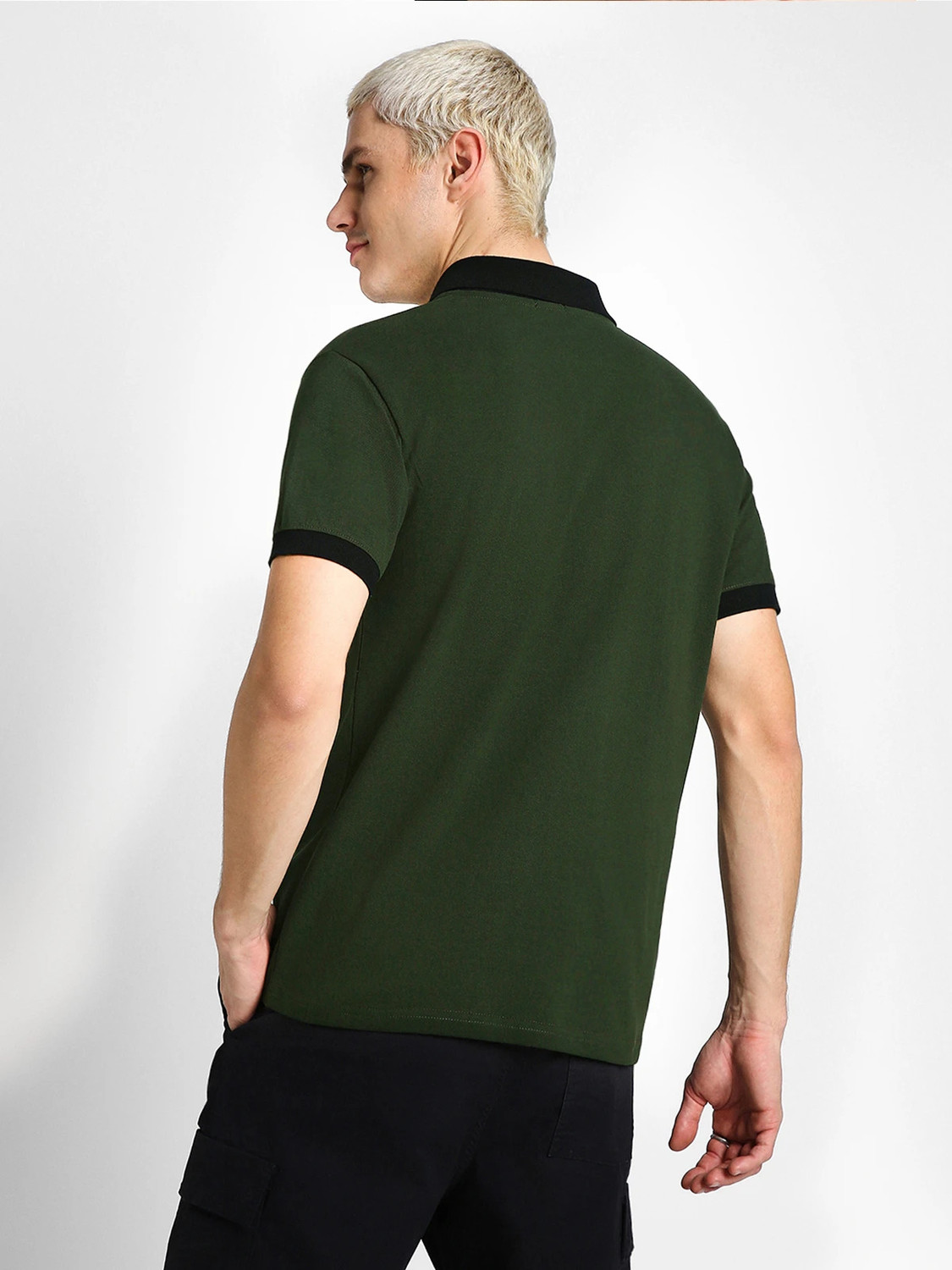 Image of Veirdo Solid Men Polo Neck Green T-Shirt