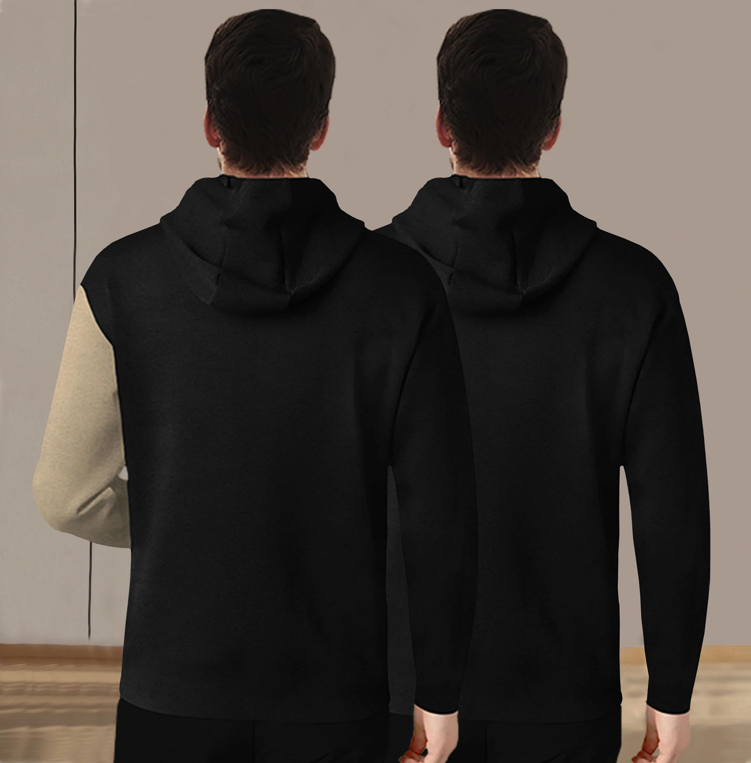 Image of BLIVE Printed Men Hooded Neck Black, Beige, Red T-Shirt