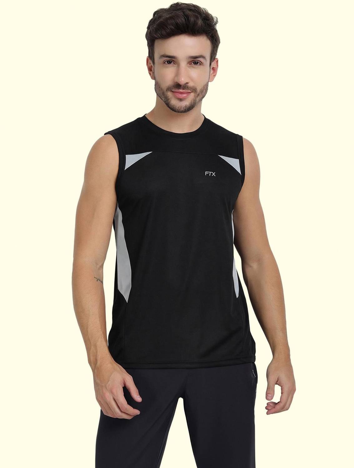 FTX Colorblock Men Round Neck Black T-Shirt - Image 1