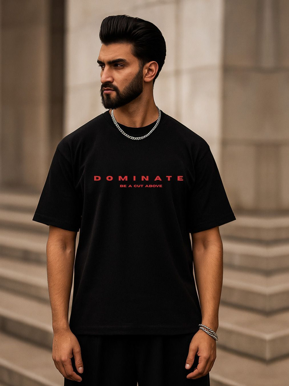 Image of HEATHEX Printed Men Round Neck Black T-Shirt