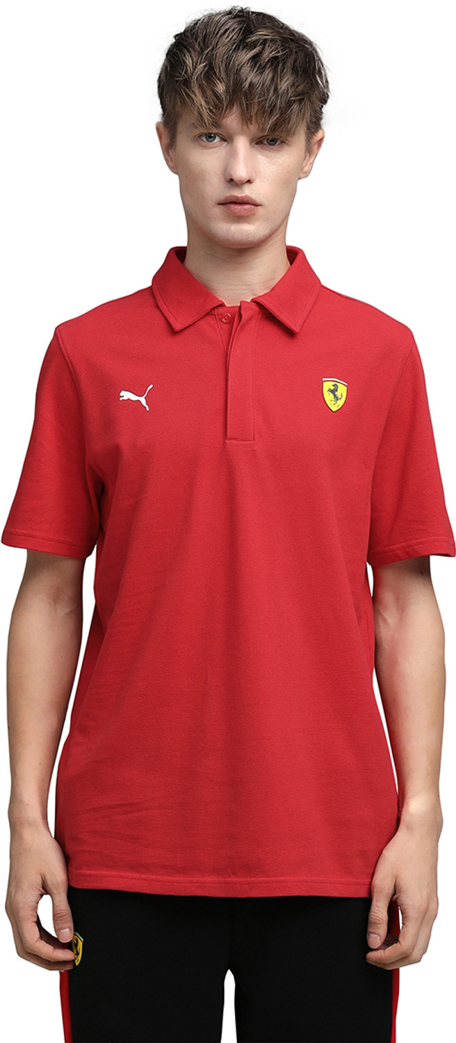 Image of PUMA Printed Men Polo Neck Red T-Shirt