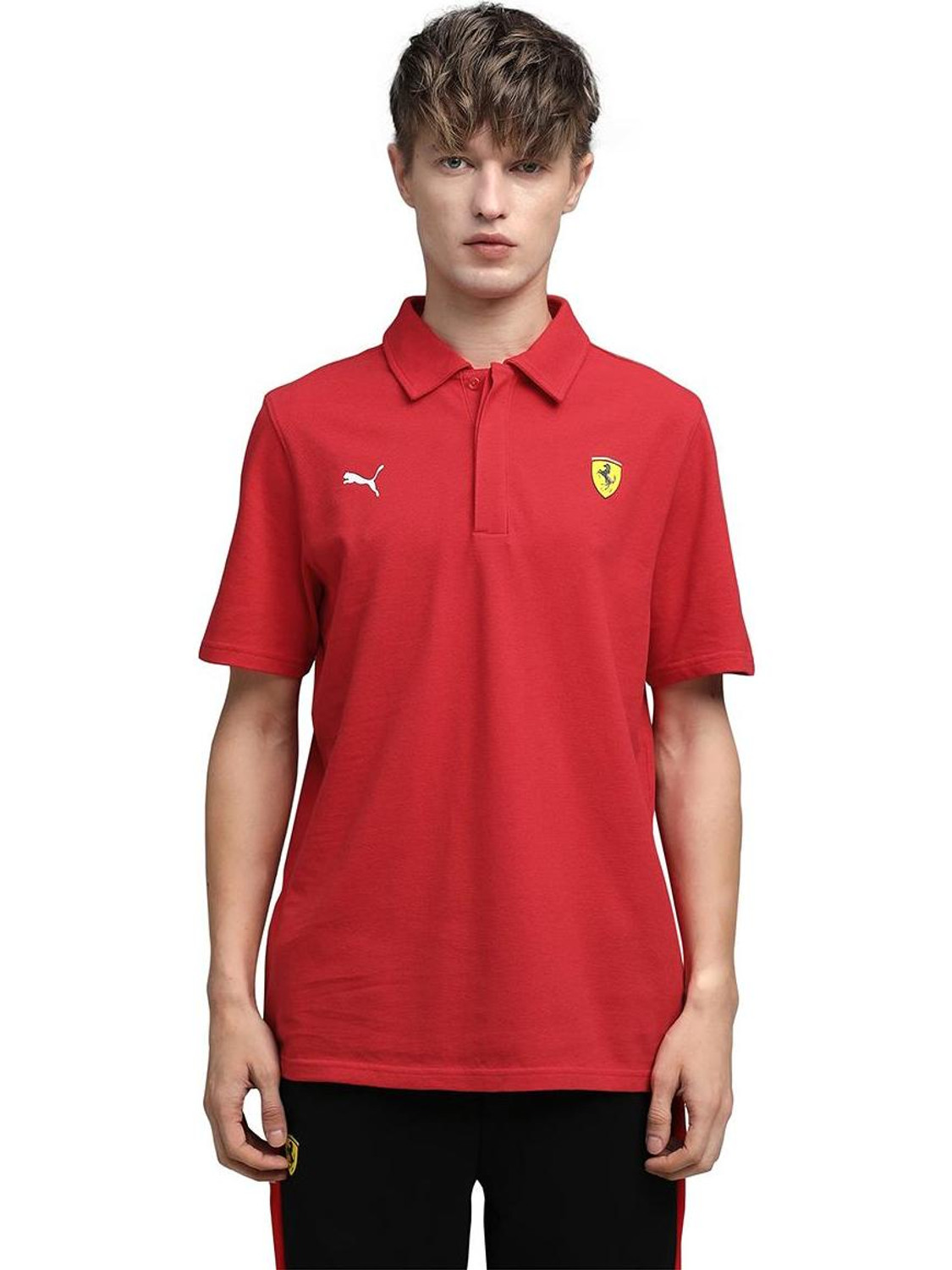 Image of PUMA Printed Men Polo Neck Red T-Shirt
