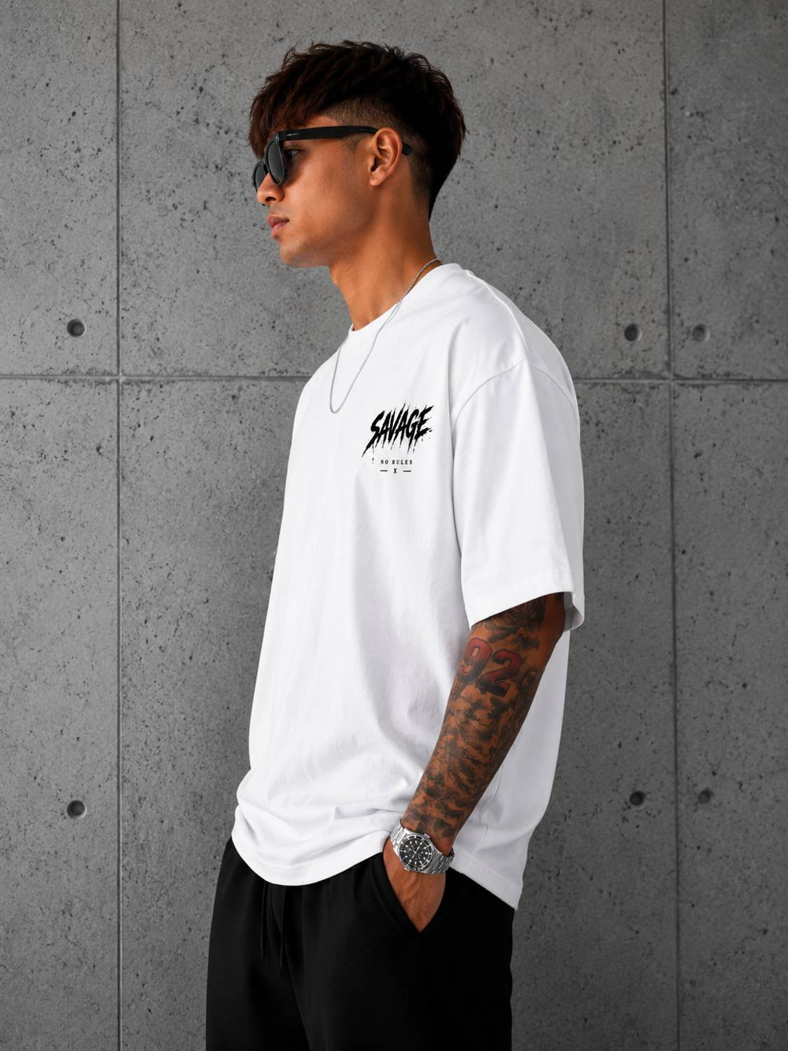 SUKRAM Men White Round Neck Printed T-Shirt - Image 3