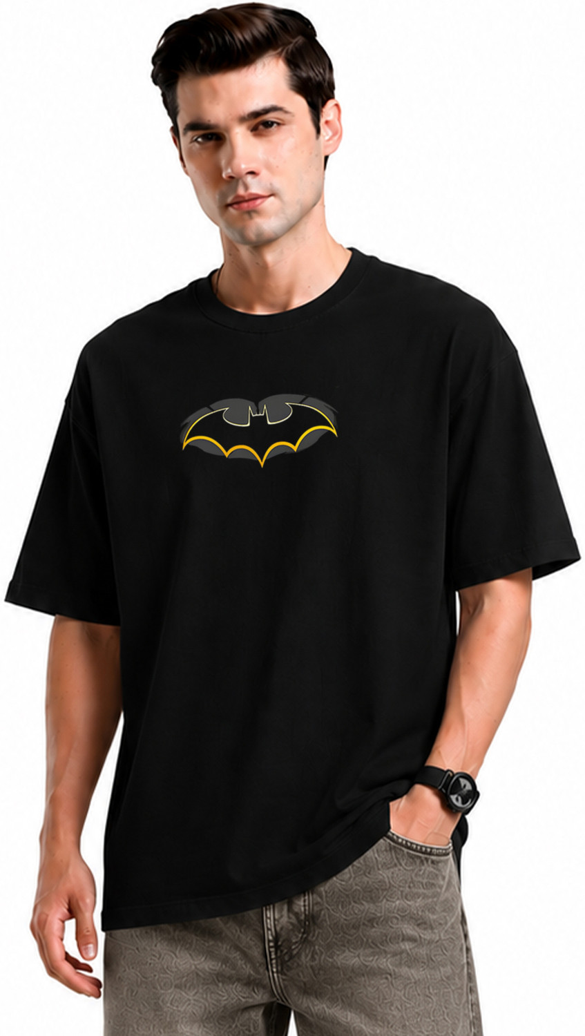 Image of SillyStyle Graphic Print Men Round Neck Black T-Shirt