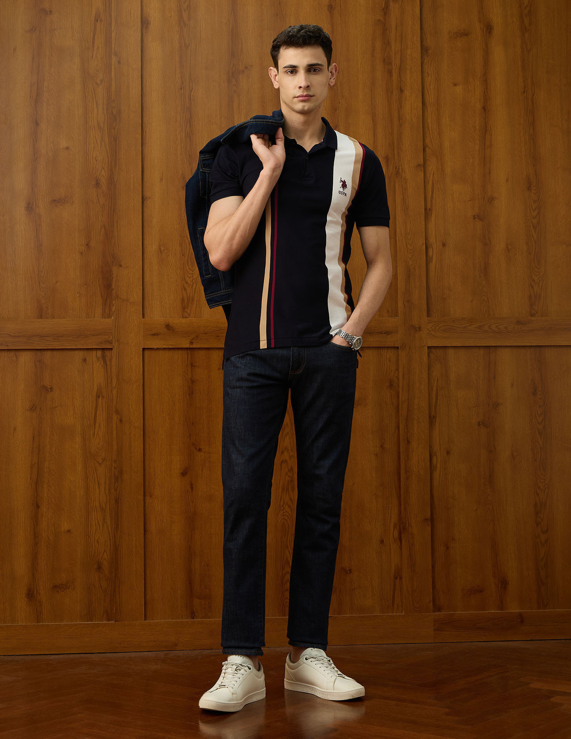 Image of U.S. POLO ASSN. Printed Men Polo Neck Multicolor T-Shirt