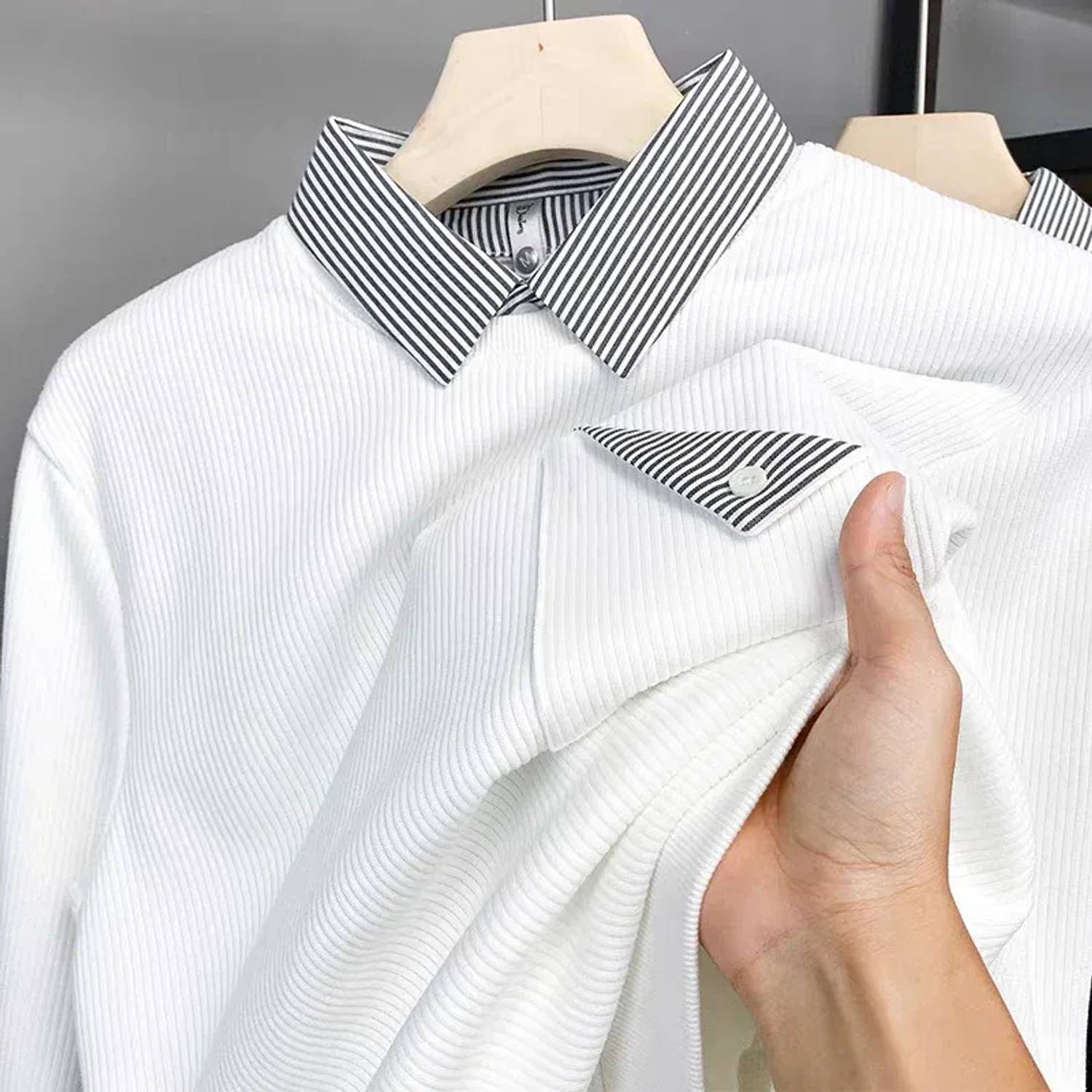 Kesar Men Polo Neck White T-Shirt - Image 2