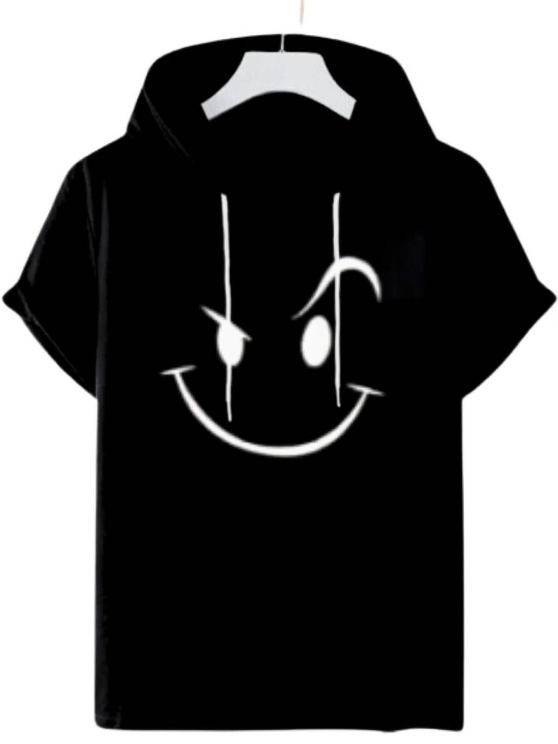 Jks pay out enterprises Printed Men Hooded Neck Black T-Shirt