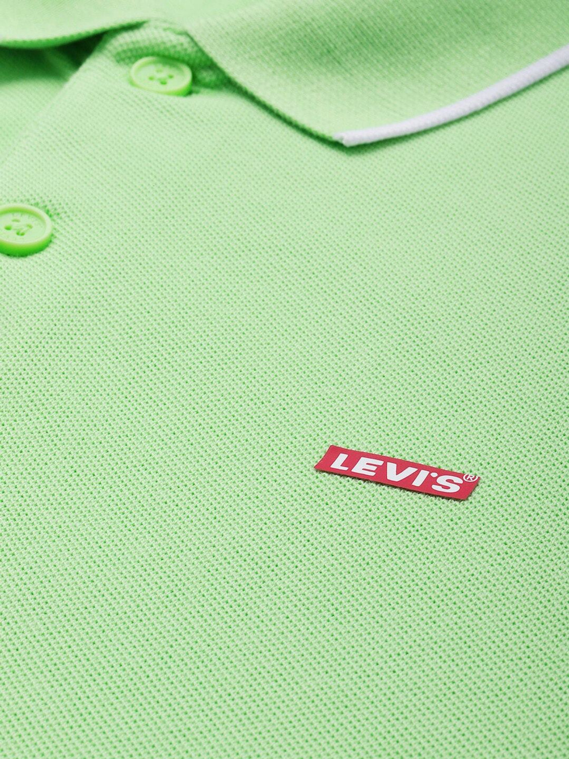 Image of LEVI'S Solid Men Polo Neck Green T-Shirt