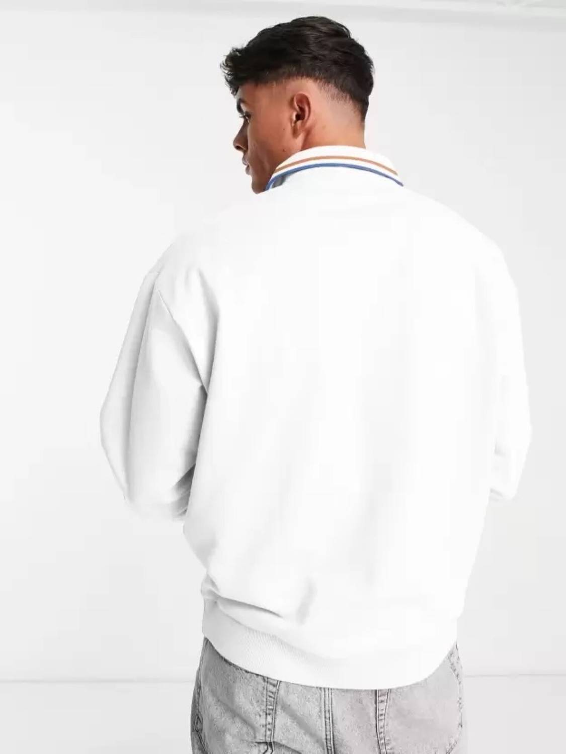 Jump Cuts Printed Men Polo Neck White T-Shirt - Image 3