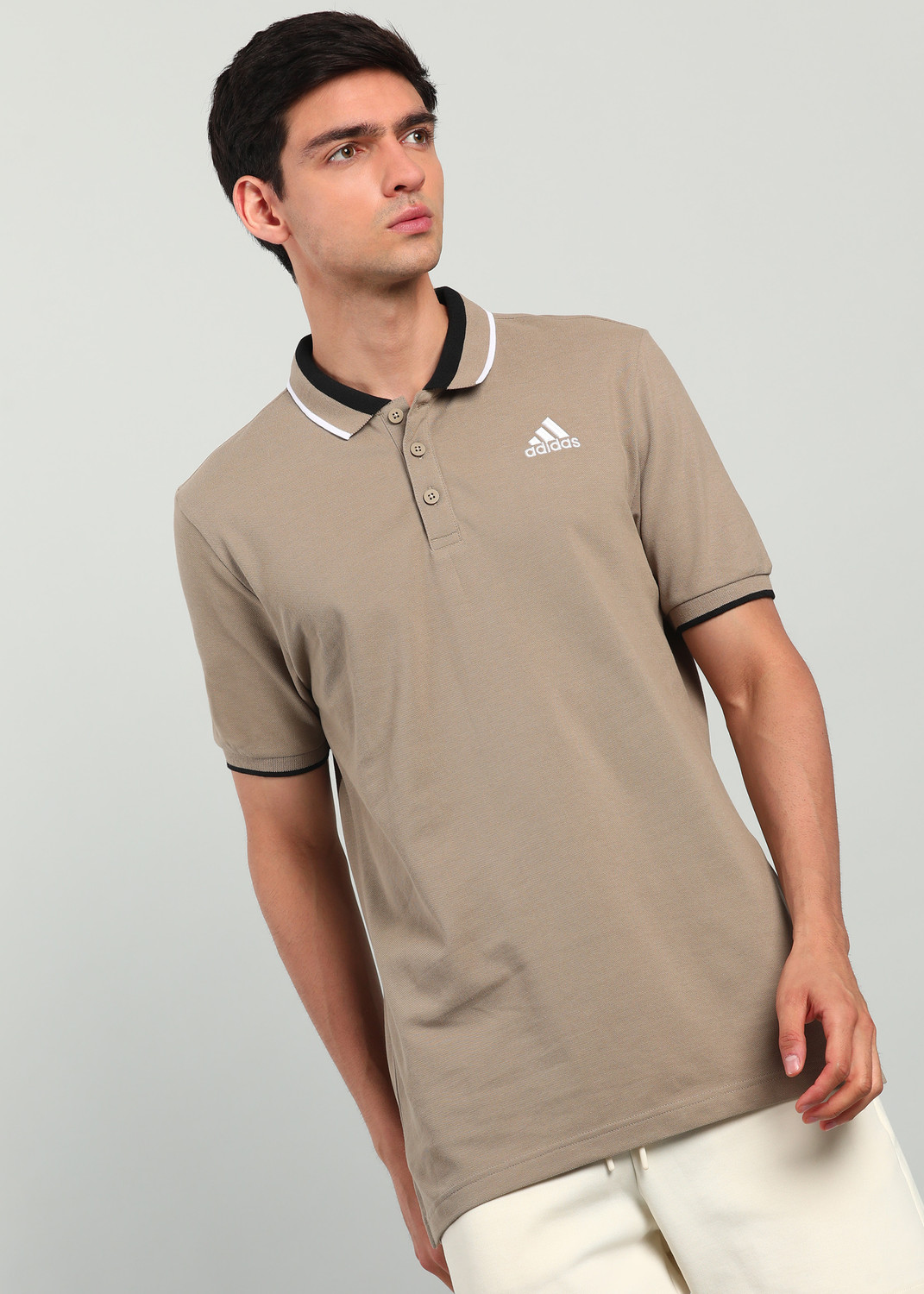 Image of ADIDAS Solid Men Polo Neck Green T-Shirt