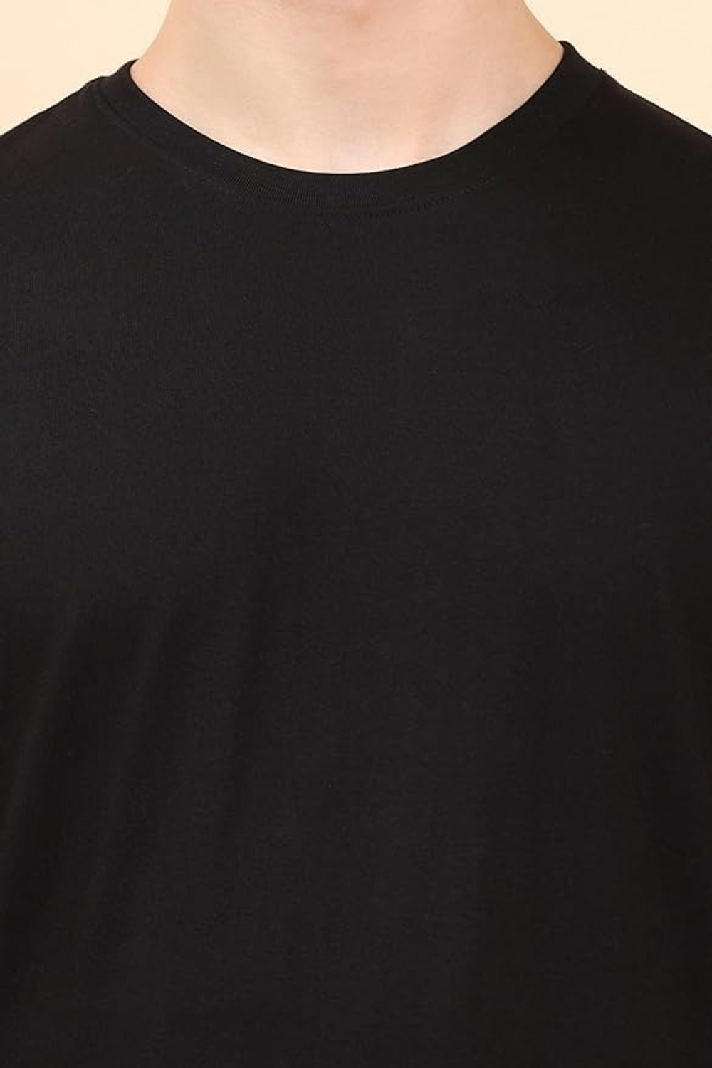 Image of Shvet Solid Men Round Neck Black T-Shirt