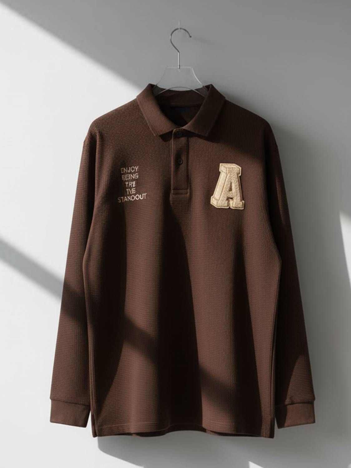 Jump Cuts Men Polo Neck Brown T-Shirt - Image 1