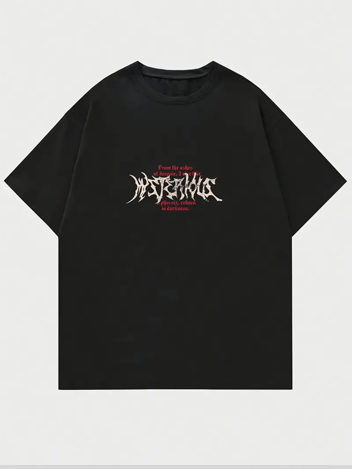 Image of THALASI Graphic Print Men Crew Neck Black T-Shirt