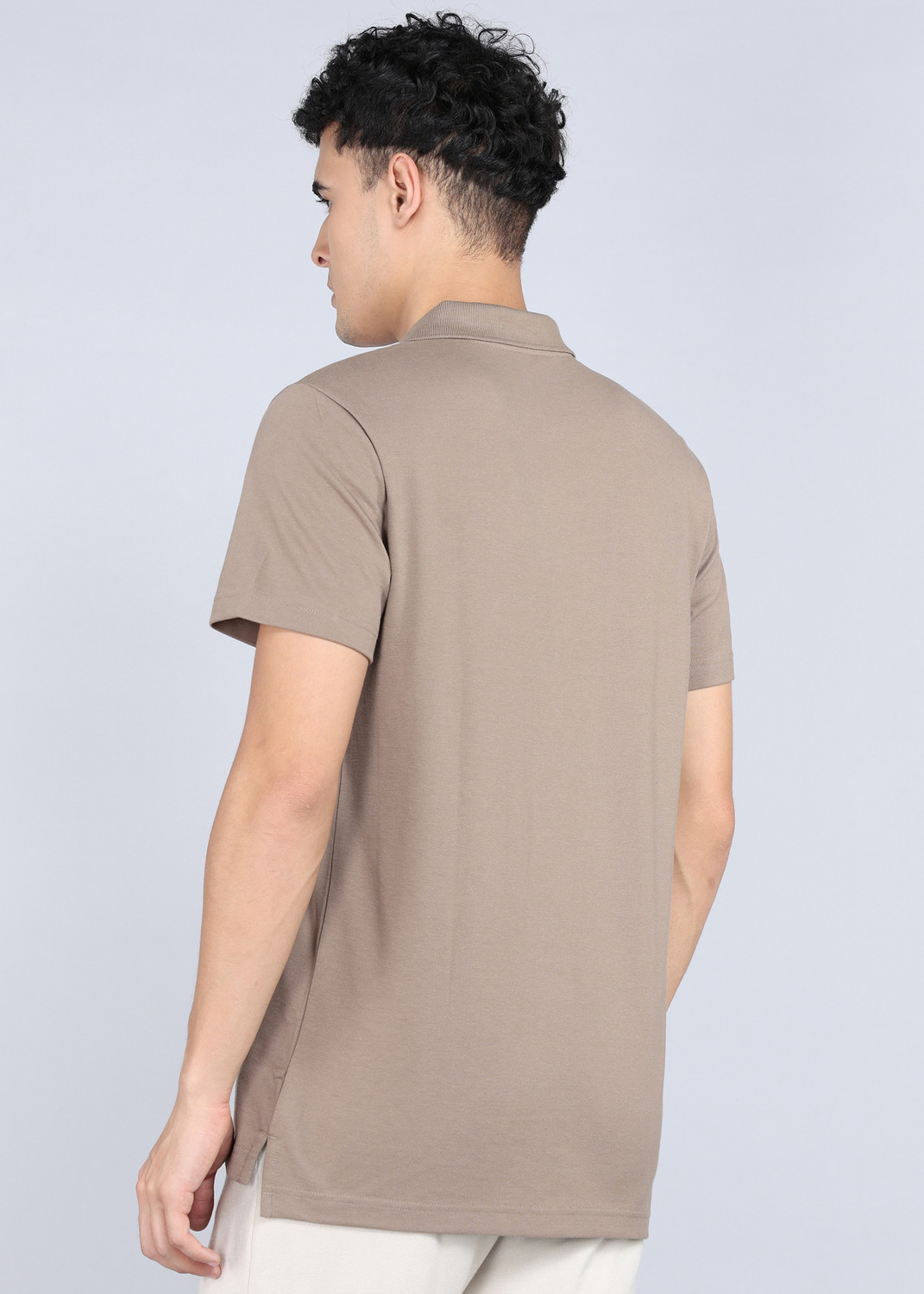 Image of ADIDAS Printed Men Polo Neck Beige T-Shirt