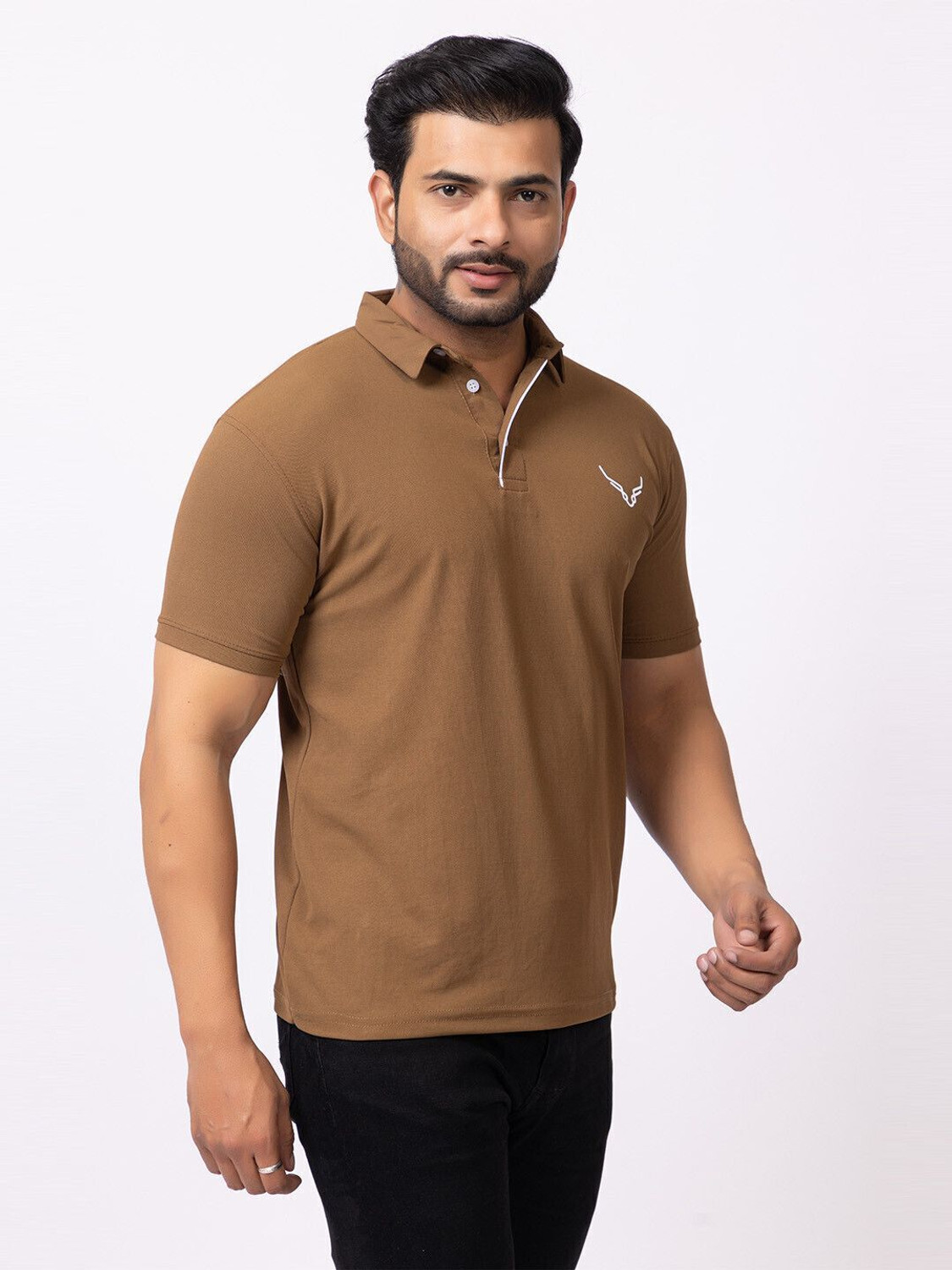 Image of BUFFARO Solid Men Polo Neck Multicolor T-Shirt