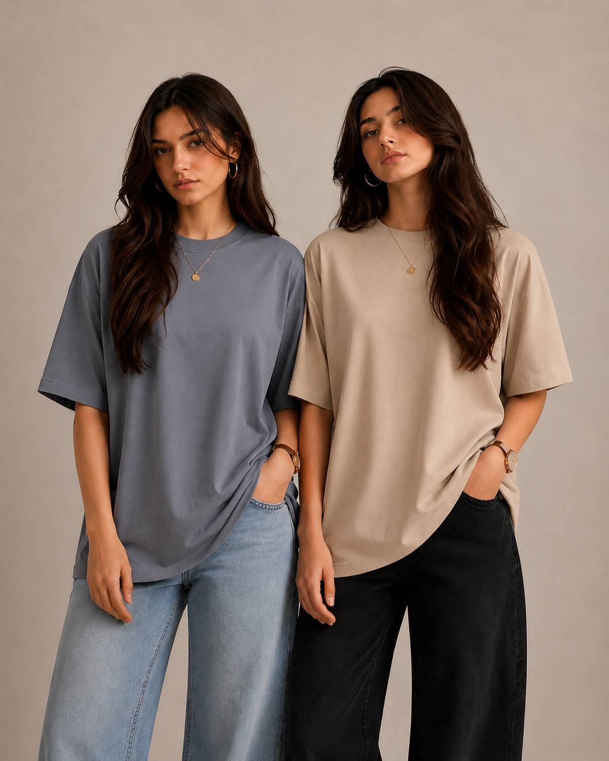 Aureno furrnzo Solid Women Round Neck Multicolor T-Shirt