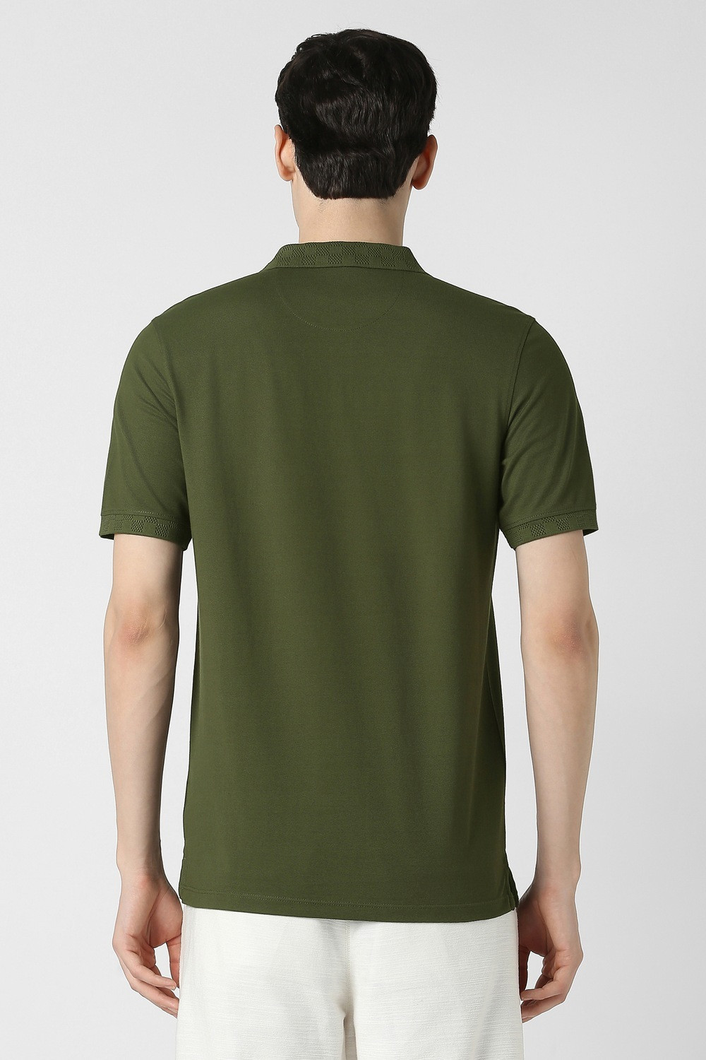 Image of PETER ENGLAND Solid Men Polo Neck Green T-Shirt