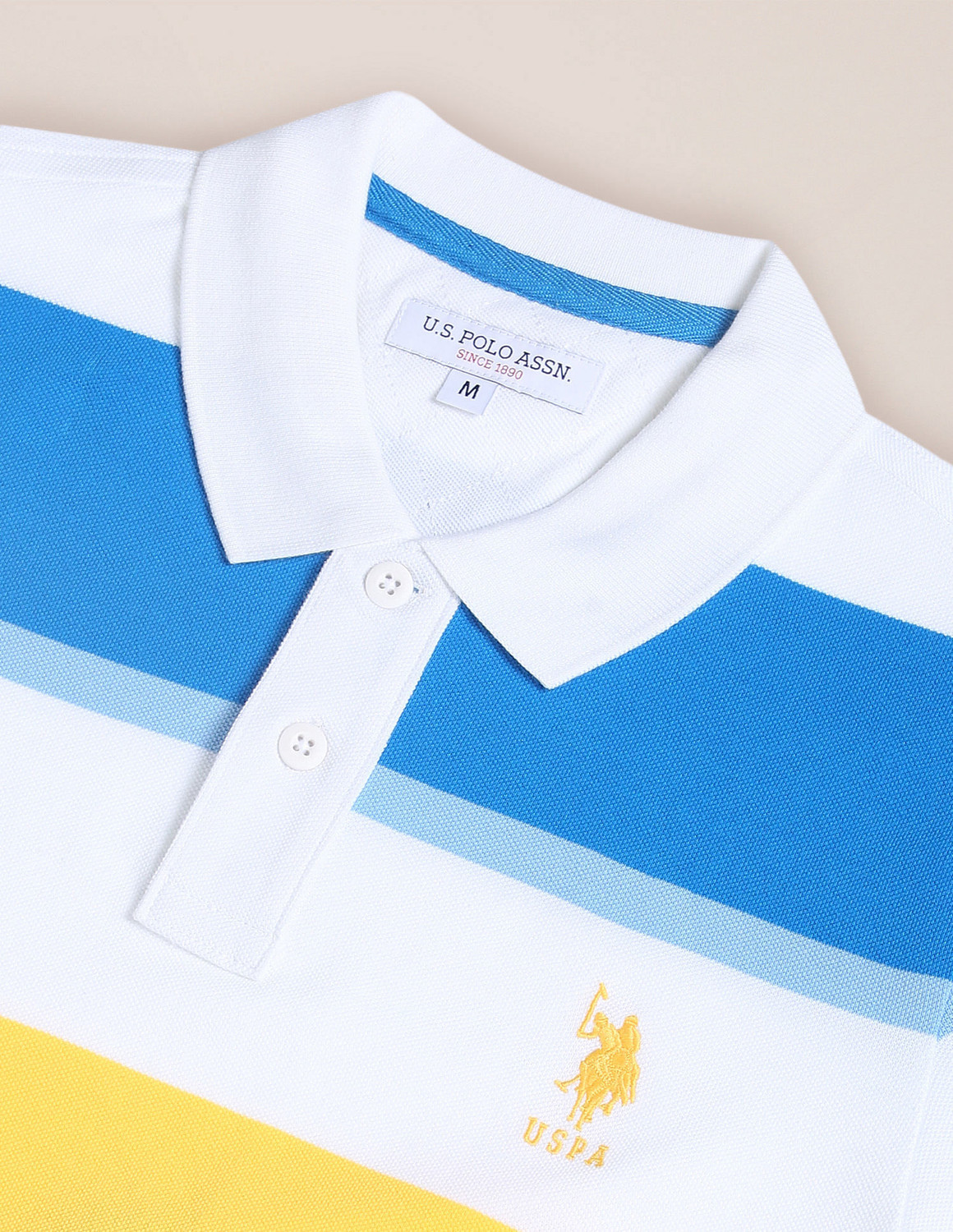 Image of U.S. POLO ASSN. Striped Men Polo Neck Multicolor T-Shirt
