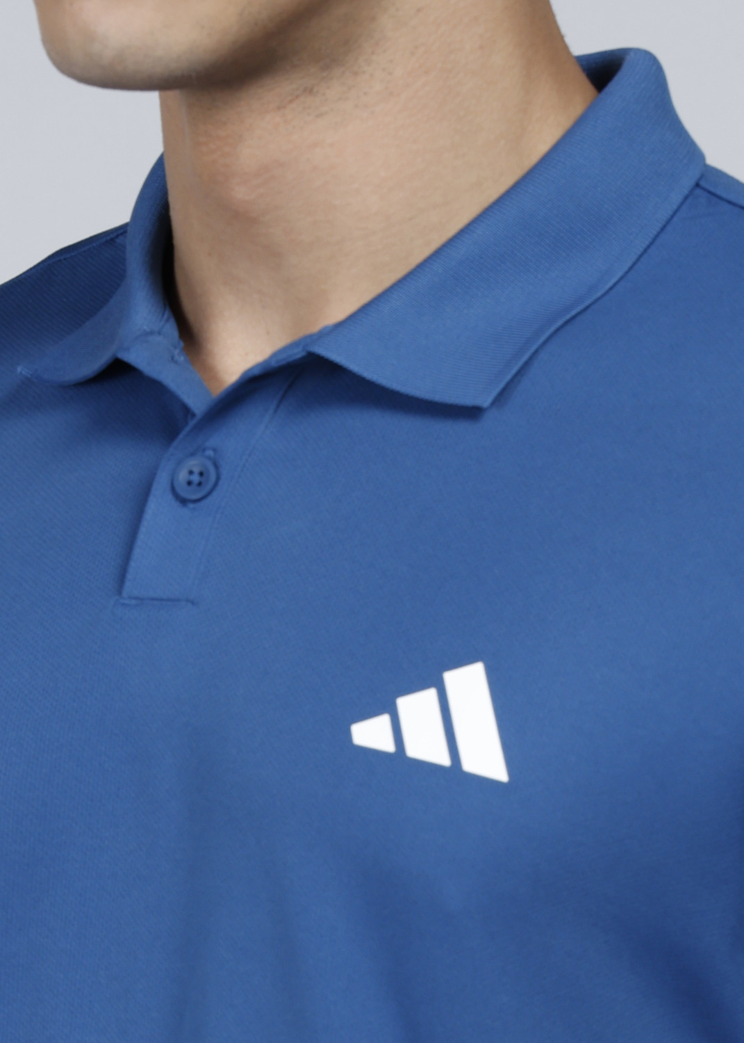 Image of ADIDAS Printed Men Polo Neck Blue T-Shirt