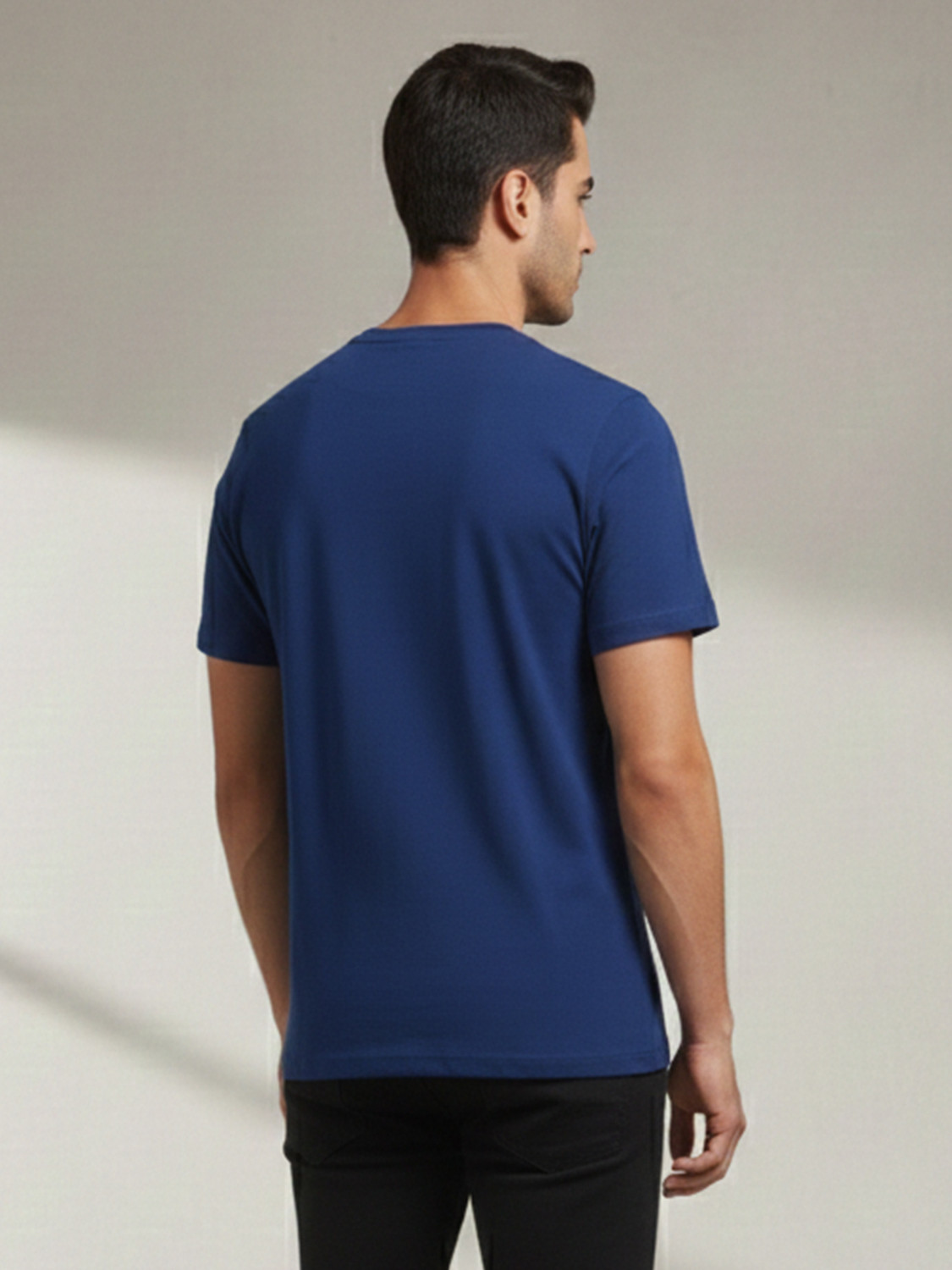 Image of Dollar Printed Men Round Neck Light Blue T-Shirt