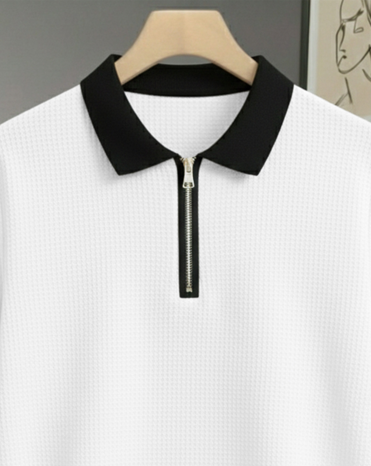 Image of ENITOR Solid Men Polo Neck White T-Shirt